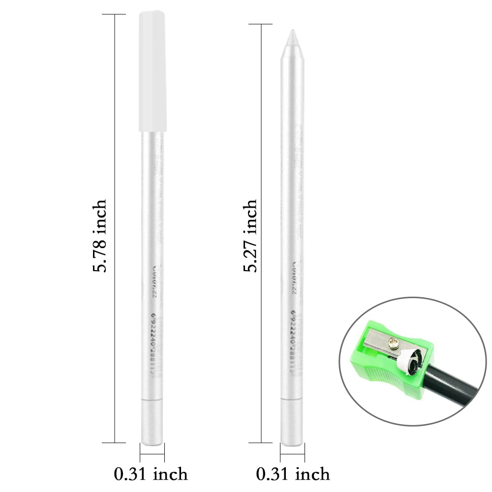 evpct White Eyeliner Pencils for Eyes, White Nude Colored under Eye Liner Pencil Pen Makeup Waterproof Smudge Proof, Colored Gel Waterline Eyeliner Liquid, Face Eye Paint Stick Halloween Makeup 22