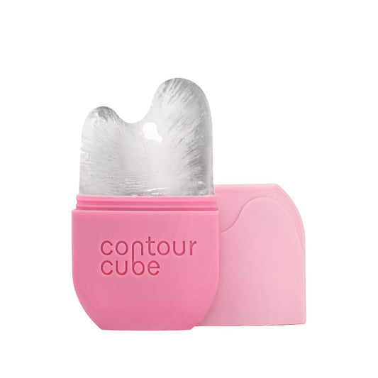 Contour Gua Cube - Gua Sha Face Massage Tool - Ice Roller for Sculpting, De-Puffing & Lymphatic Drainage - Face Ice Roller & Massager - Compact Skin Care Tools for Daily Skincare & Travel - Pink