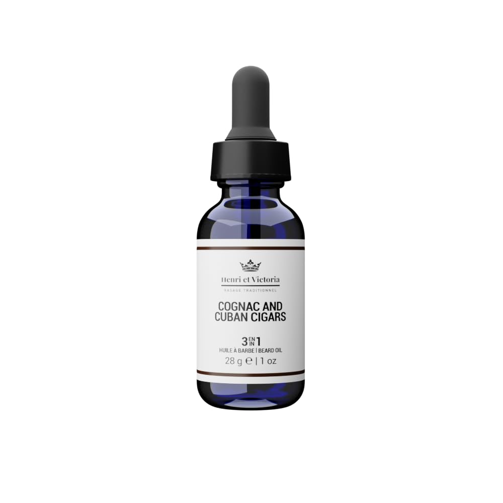 Beard Oil Cognac and Cuban Cigars Fragrance | Canadian Made by Skilled Artisan | Moisturizing, Non-Greasy, Natural Ingredients | 28g (1oz)