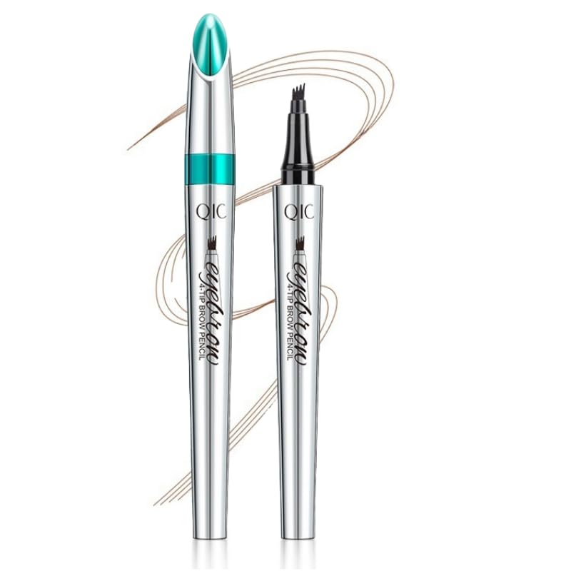 Microblading Eyebrow Pen - Long-Lasting 4D Four-Tip Waterproof Eyebrow pen with Triangular Tip Easy Application for Beginners for Natural Eyebrows (Red Brown)