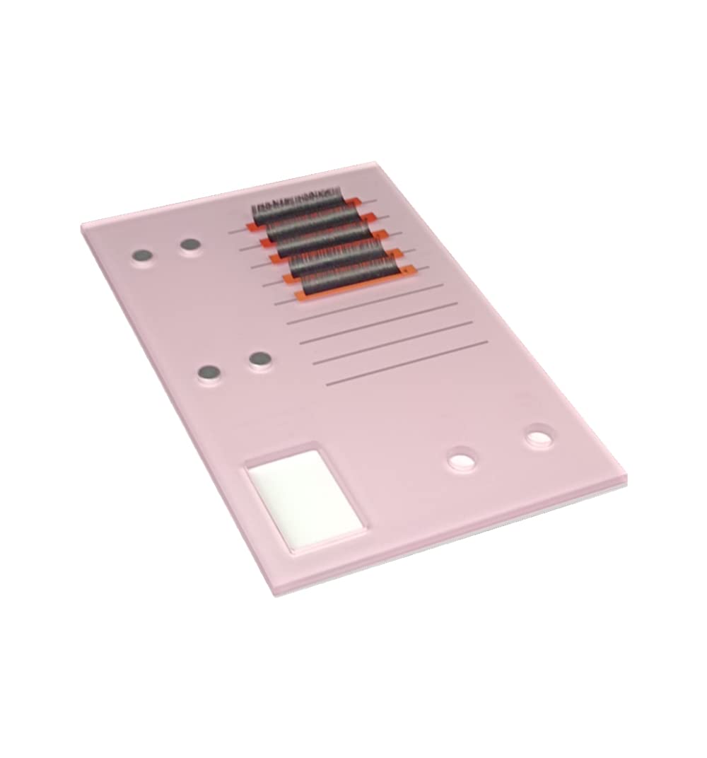 Grafting False Eyelash Acrylic Extension Pallet, Eyelash Extension Glue Tweezers Plate Pad Makeup Palette Individual Training Tools (Pink (7.87x5.12in))