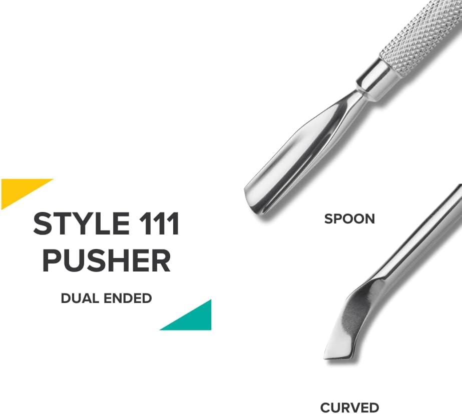 Rui Smiths Pro Cuticle Pusher with 2 Ends - Stainless Steel Manicure Tool - Style 111