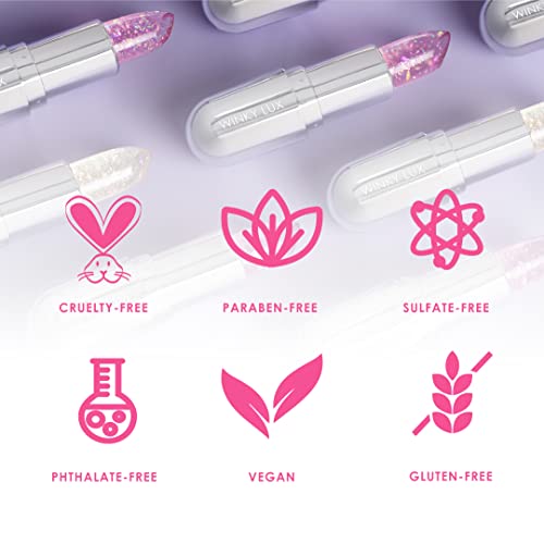 Winky Lux Rainbow Glitter Confetti Balm - Hydrating ph Lip Balm, Natural Pink Tint with pH Color Changing, Moisturize & Soften Lips While Leaving Sheer Pink Tint, with Vanilla Scent