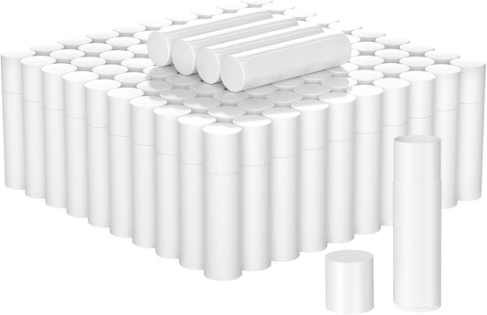 Empty Lip Balm Tubes for DIY Lipstick with Leak-proof Caps, 100-Pack Lip Balm Containers BPA Free, White