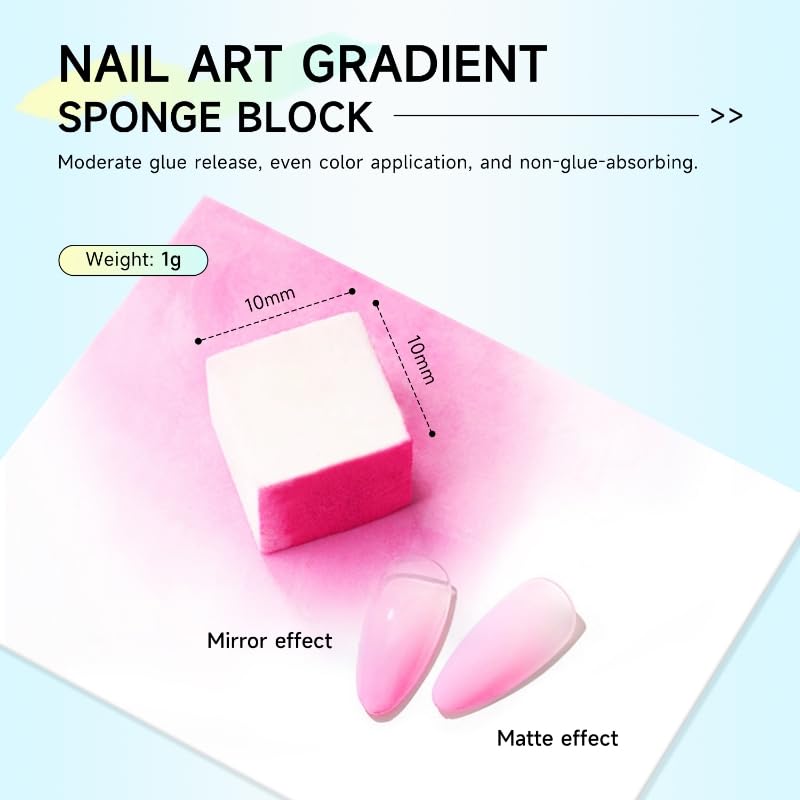 Nail Sponges Set for Ombre Gel,Nail Art Tools Set-100Pcs Nail Sponges With Gold Grabbing Pen Transparent Plastic Storage Box Used to Store Nail Art Tools