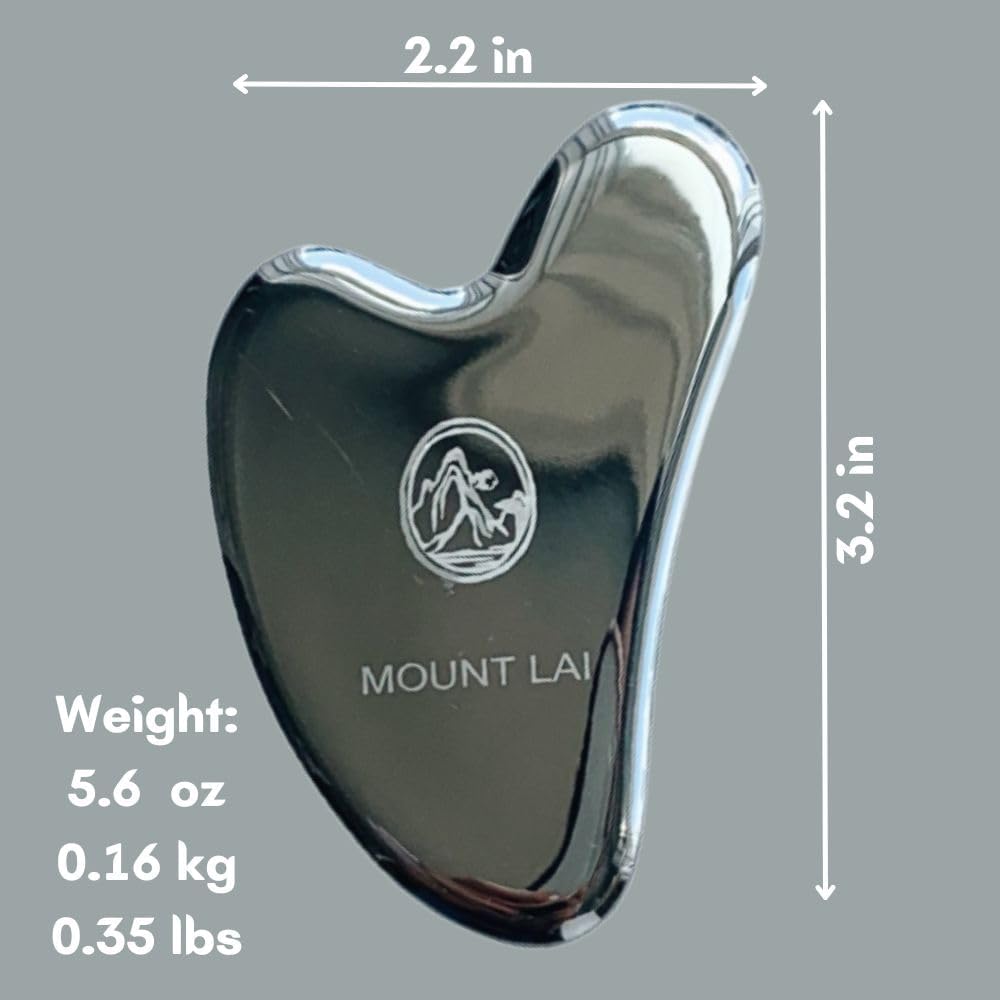 Mount Lai Stainless Steel Gua Sha Facial Tool – The Element of Refinement – Professional Grade Steel Face Sculpting Tool for Lymphatic Drainage, Puffiness Reduction & Refined Results