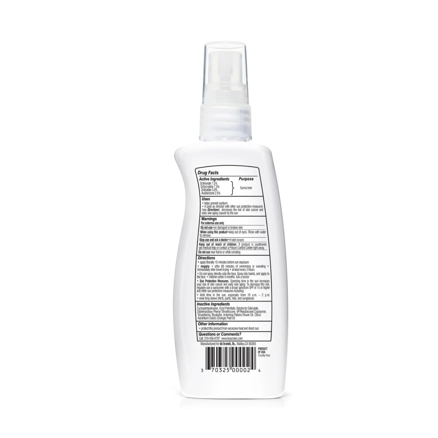 BU SPF 30 Sunscreen Spray for Face and Body, Non Aerosol Spray, Clear WOWmist, TSA Travel Size Sunblock, Oil Free and Water Resistant for Sensitive Skin, Natural Citrus 3.3 oz