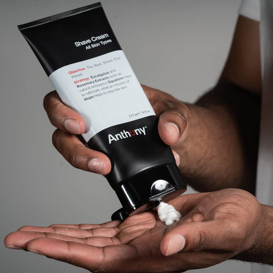 Anthony Shaving Cream Mens Sensitive Skin: Squalane, Eucalyptus, Spearmint and Rosemary Extracts, Help Soothe, Refresh, Cool, and Condition Your Skin for Shave 6 Fl Oz 3 Pack