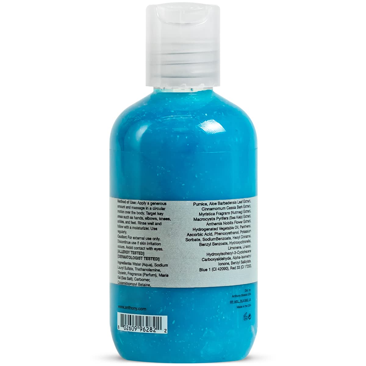 Anthony Exfoliating Body Scrub – Sea Salt, Vitamin C, And Aloe Vera Deep Cleans, Smooths Rough Patches & Soothes and Protects Skin – Blue Sea Kelp Body Wash 3.4 Fl Oz