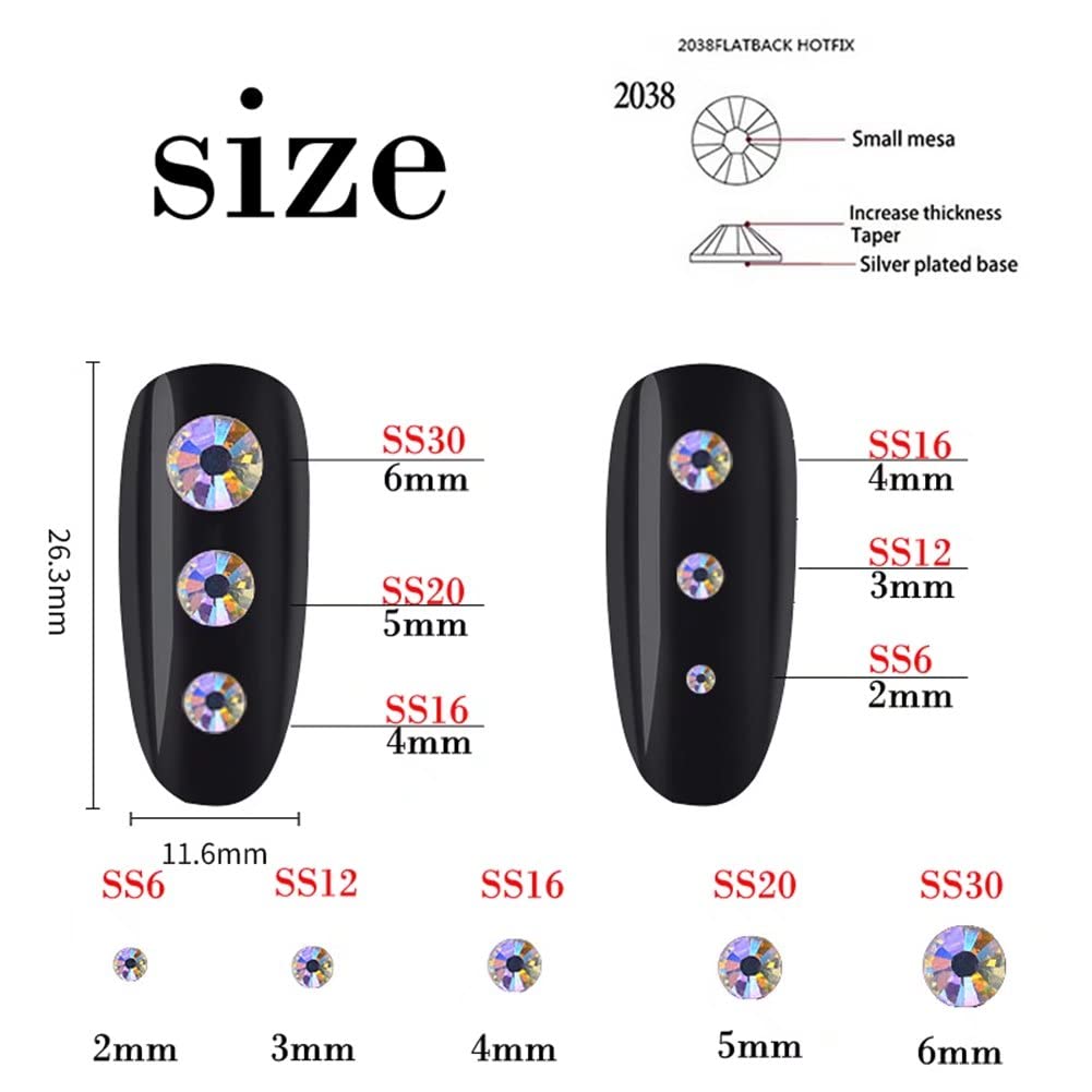 3000 Pieces SS6 2mm Flatback Rhinestones Clear Glass Round Gems Crystals for Nail Art DIY Crafts Clothes Shoes Bags （Dark Purple）