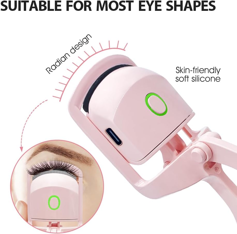 Heated Eyelash Curler with USB,Fast Heat up & 24H Long-Lasting,Rechargeable Electric Lash Curlers,Temperature Control,Safe Anti-Burn Quick Natural Curling Eye Lashes,Blue