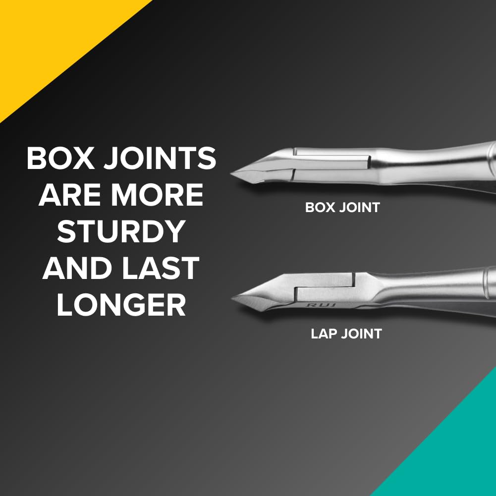 Rui Smiths Ultra-Premium Stainless Steel Cuticle Nippers - Professional Stainless Steel Cuticle Cutters - Spanish Handle, Rounded Box Joint, Matte Chrome Plated - 5mm Jaw, Single Spring