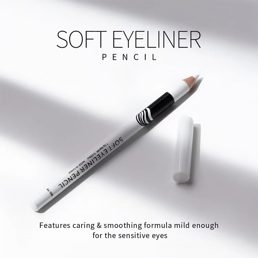 12Pcs Wooden Hard-Core White Eyebrow Pencils, Eyebrow and Eyeliner Pencils, Long Lasting Waterproof and Sweat-Proof, Easy to Color,Beginner Makeup Eyebrow Penci,Create a Natural Brow Makeup