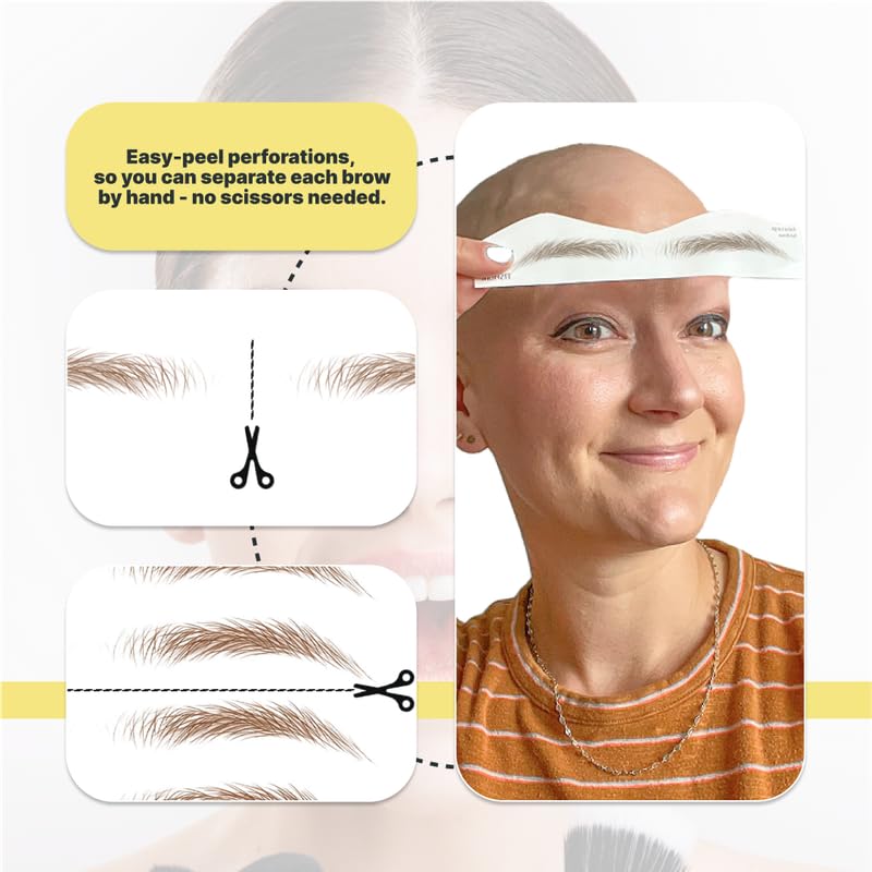 50 Pairs Medium Brown Temporary Eyebrow Tattoos, Waterproof and Smudge-Proof Medium Everyday Style Realistic Eyebrow Stickers for Men & Women, Easy to Apply, Won't Work on Existing Brows
