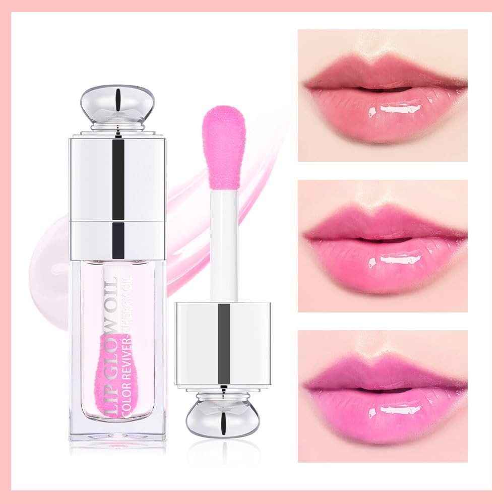 Hydrating Lip Glow Oil-Lip care oil- Lip Oil Tinted for Lip Care and Dry Lips-Prevents Dry Cracked-Non-sticky Big Brush Head-Lip Plumping -Lip Oil gloss tinted-002
