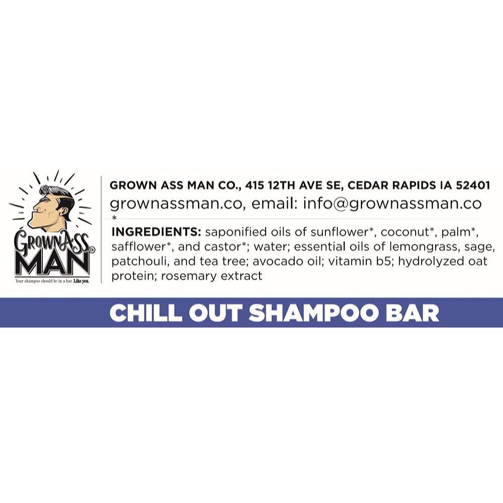 Solid Shampoo Bar Rich Lather 3 in 1: Hair, Beard & Body Wash - Plastic Free & Eco-Friendly, Natural & Organic Clean for All Hair Types, 4oz Bar (Chill Out, 6-Pack)