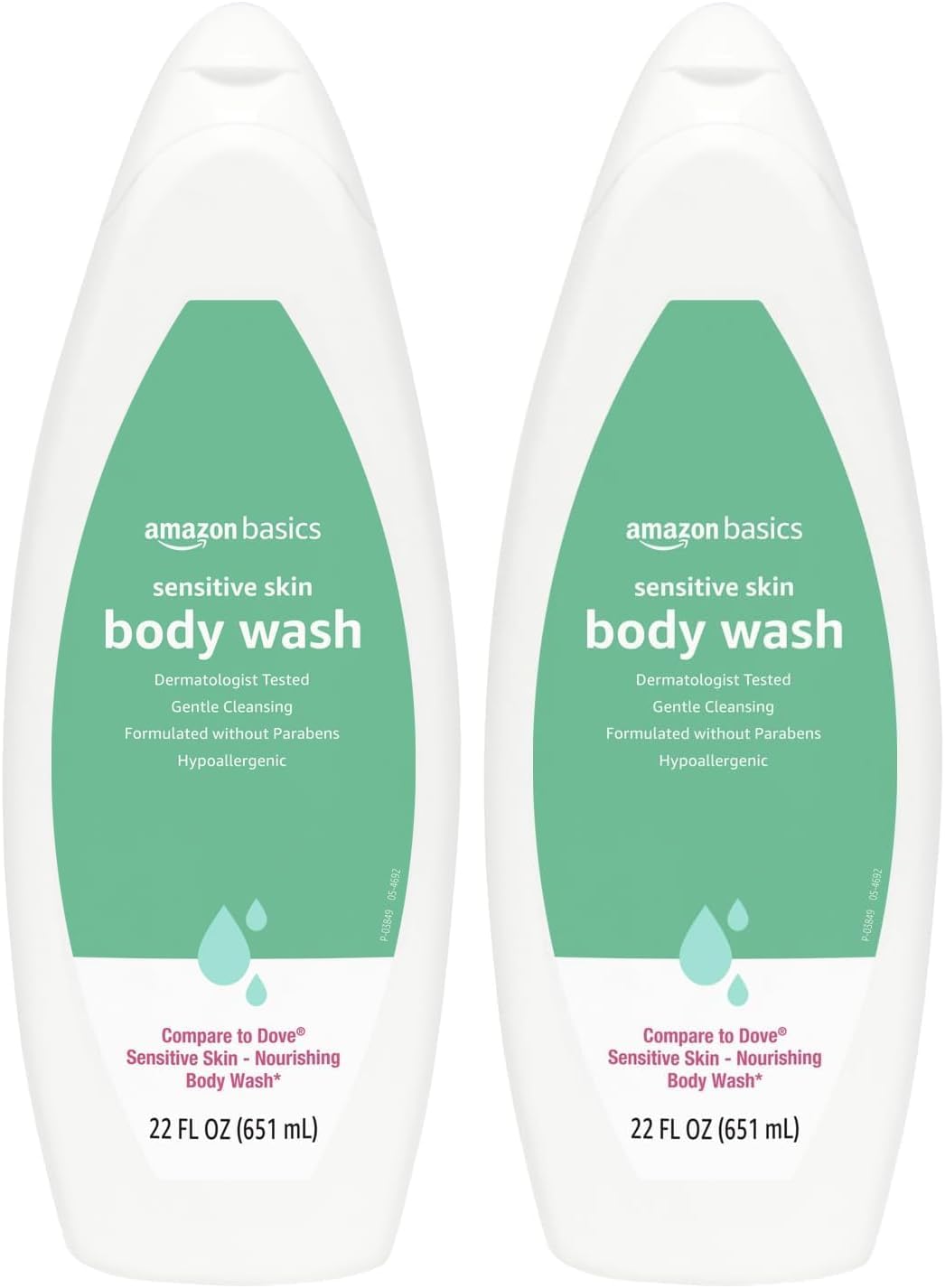 Amazon Basics Body Wash for Sensitive Skin, Hypoallergenic, Unscented, 22 fl oz (Pack of 2)