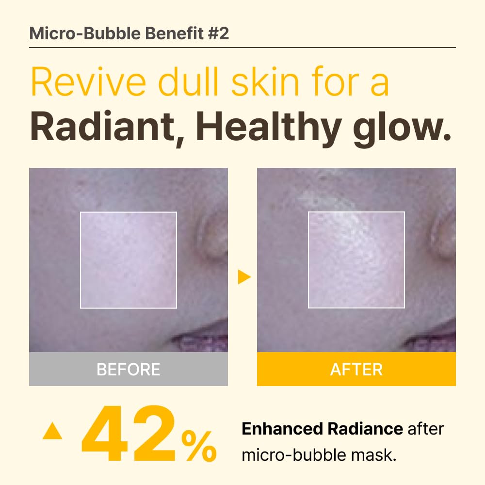MENOKIN 30 Seconds Quick Bubble Mask [BRIGHT] - [Vitamin C] [Glutathione & Niacinamide] in Micro-bubbles for Dark Spots, Uneven Skin Tone, Korean Skin Care Essential, 70 Uses, 3.21 fl.oz