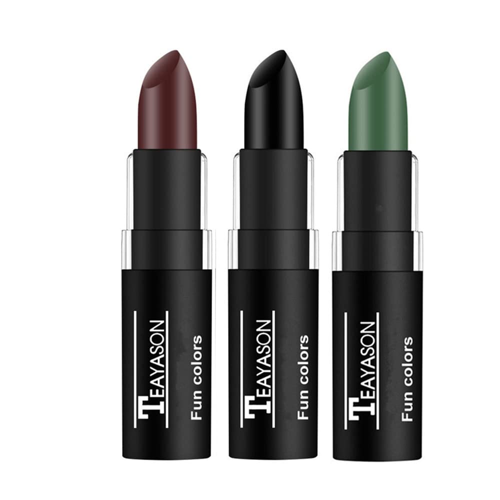 Go Ho 3 Colors Camo Face Paint Sticks,Waterproof Cream-blendable Sticks,Hunting Face Body Paint Professional Foundation SFX Makeup,Safe Face&Lip Smacking for Halloween(Green+Black+Brown)