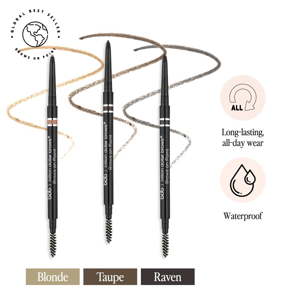 bdb Brows on Point Micro Brow Pencil - Precision Tip & Spoolie, Waterproof, Define, Shape & Fill Brows, Blonde, 2-Pack