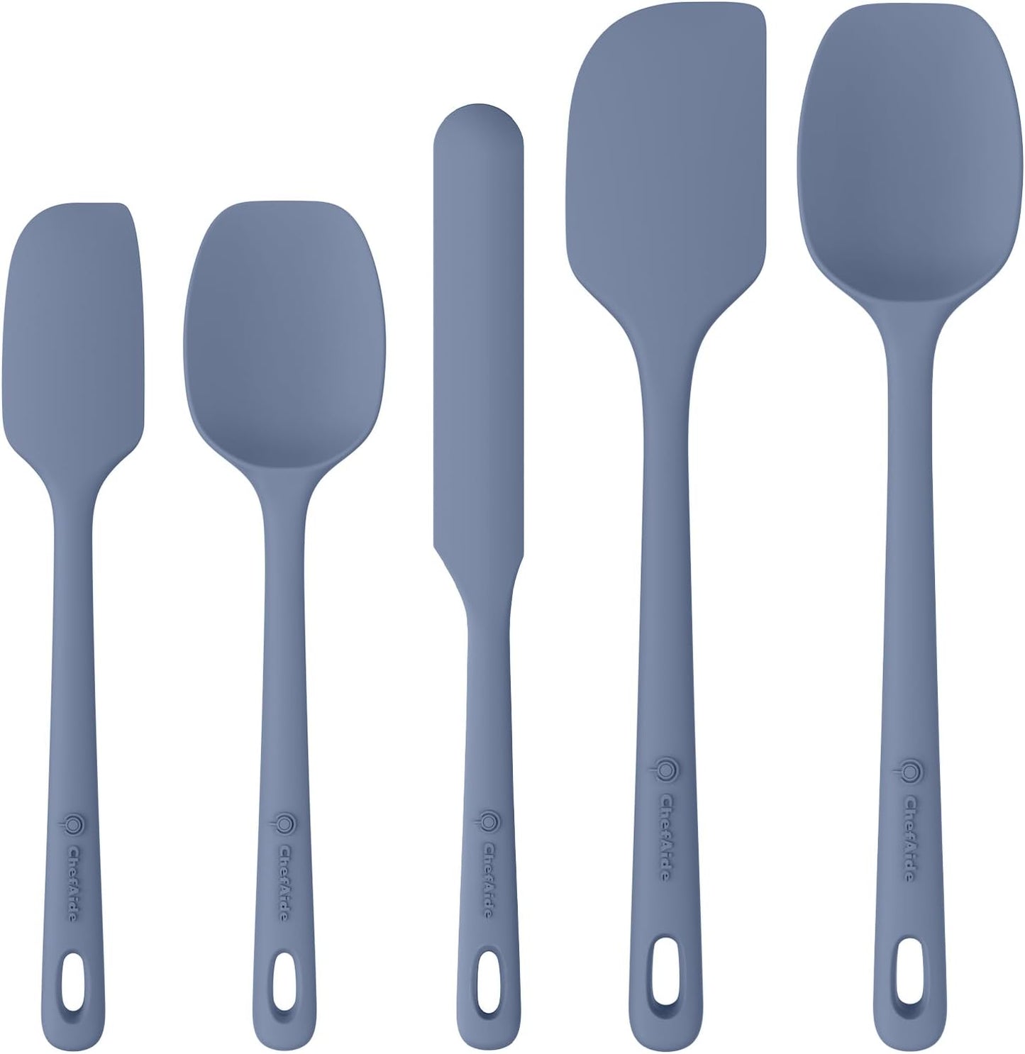 5 Pieces Silicone Spatula Set, Food Grade Rubber Spatula, Upgrade Strong Handle with Ergonomic Grip, Heat Resistant Up to 600°F for Nonstick Cookware, Cooking Blue