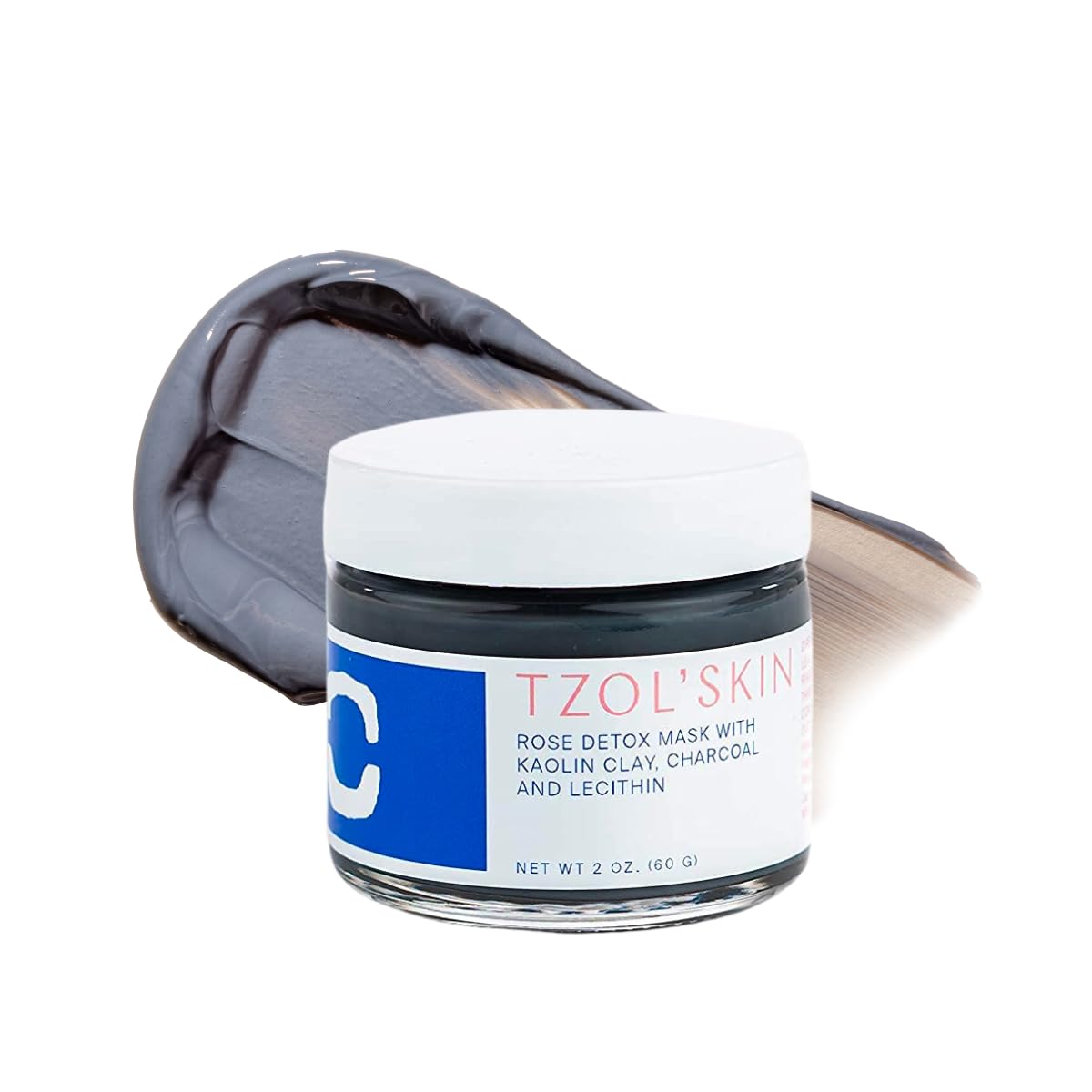 TZOL'Skin Rose Detox Mask - Clarifying Clay Mask - Reduces Pores and Targets Blackheads - Charcoal & Triple-Action Clays - Natural Exfoliant - No Paraben, Silicones & Sulfates - Vegan - Cruelty Free