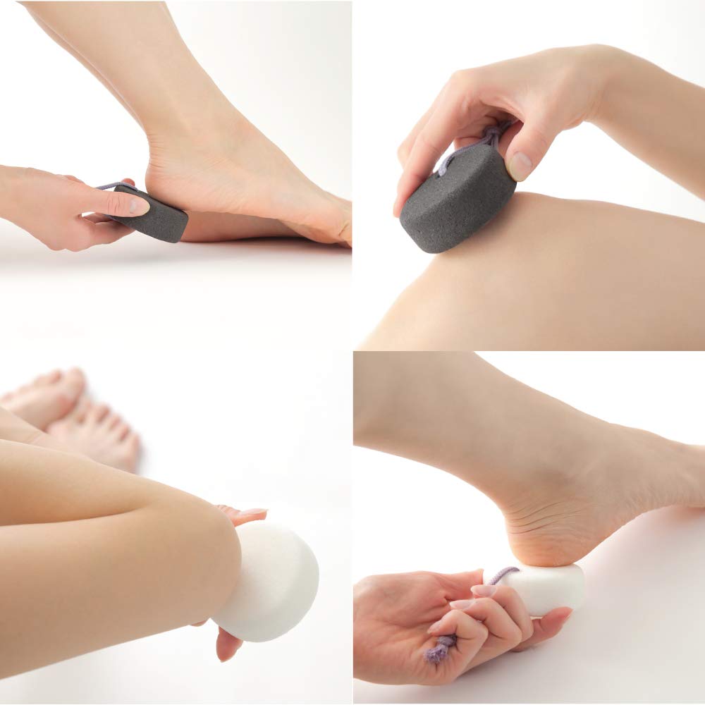 Pumice Stone for Feet, Body, Hands [Made in Japan] Silk or Charcoal Plus Hyaluronic Acid Essence Blended for Extra Fine Smooth Finish, Soft Foot Pumice Scrubber (Charcoal Essence)