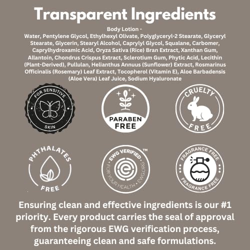 Body Lotion for Men – EWG Verified, Ultra Hydrating, Non-Toxic, Fast-Absorbing, Fragrance-Free, Unscented, Paraben-Free, Sulfate-Free, Daily body lotion for Dry Skin & Sensitive Skin, 12oz