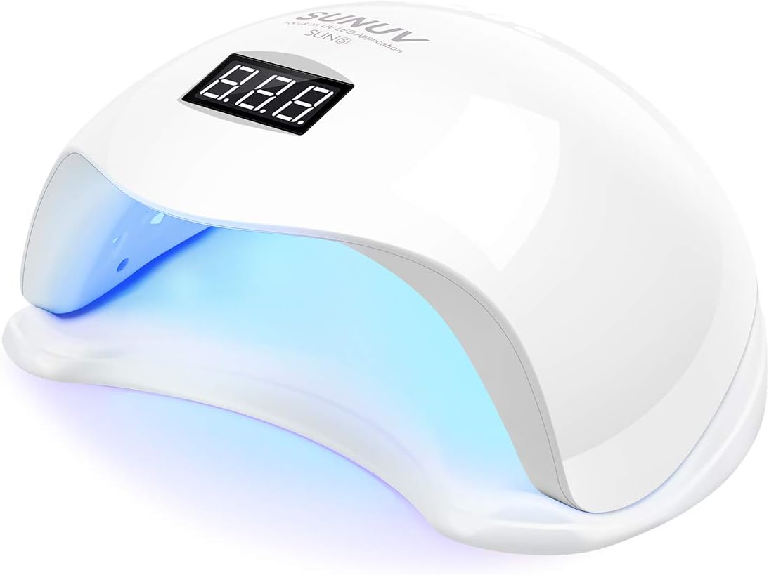 SUNUV UV Light for Nails, UV LED Nail Lamp with 4 Timer Settings, Compatible with All Gel Polish, Auto Sensor LCD Display Removable Base, SUN5