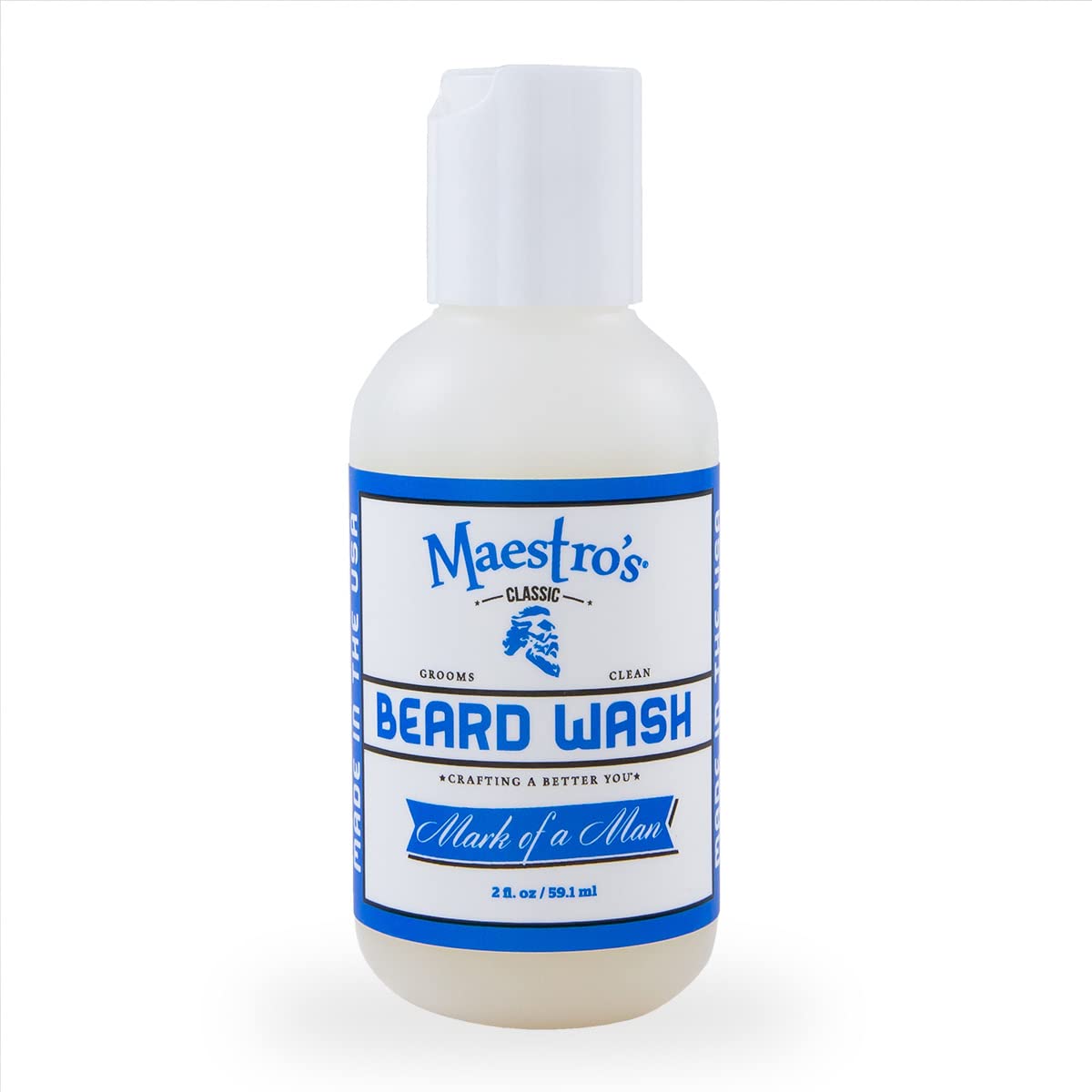 Maestro's Classic BEARD WASH | Anti-Itch, Deep Cleaning, Non-Drying, Fully Hydrating Gentle Cleanser For All Beard Types & Lengths- Mark of a Man Blend, 2 Ounce