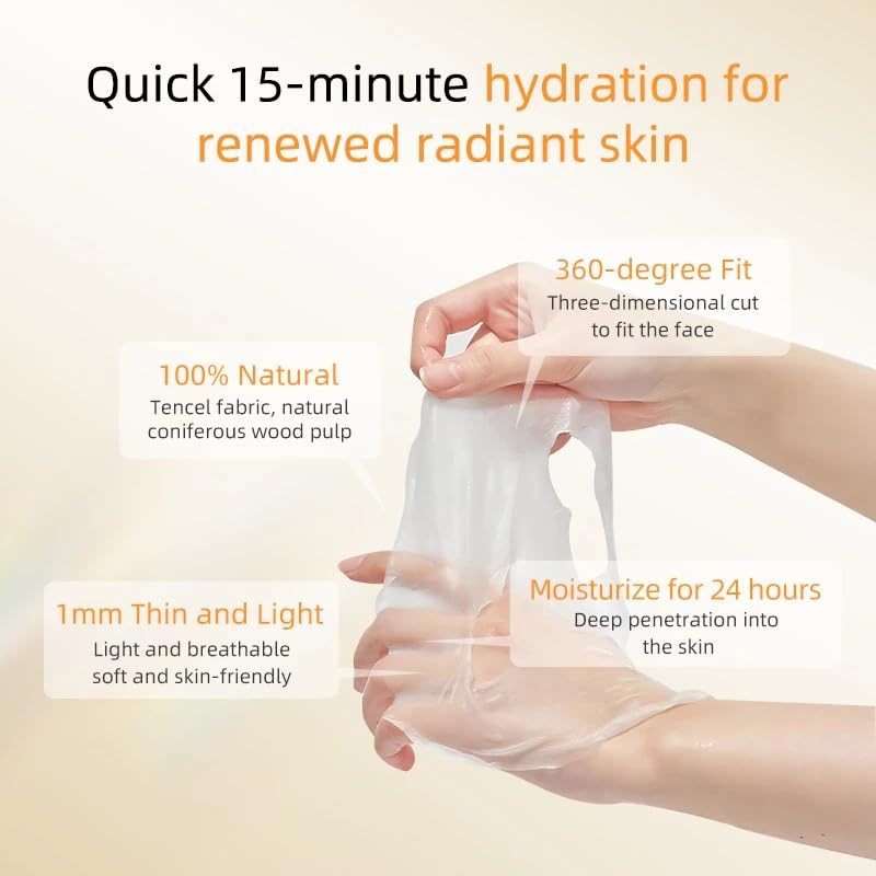 ELT Mega Vitamin C Sheet Mask, (25 g / 0.88 oz.) 10 EA Korean Face Mask, Brightening Sheet Mask, Soothing Facial Mask, Wrinkle Fighting, Deep Collagen Mask, Korean Skin care