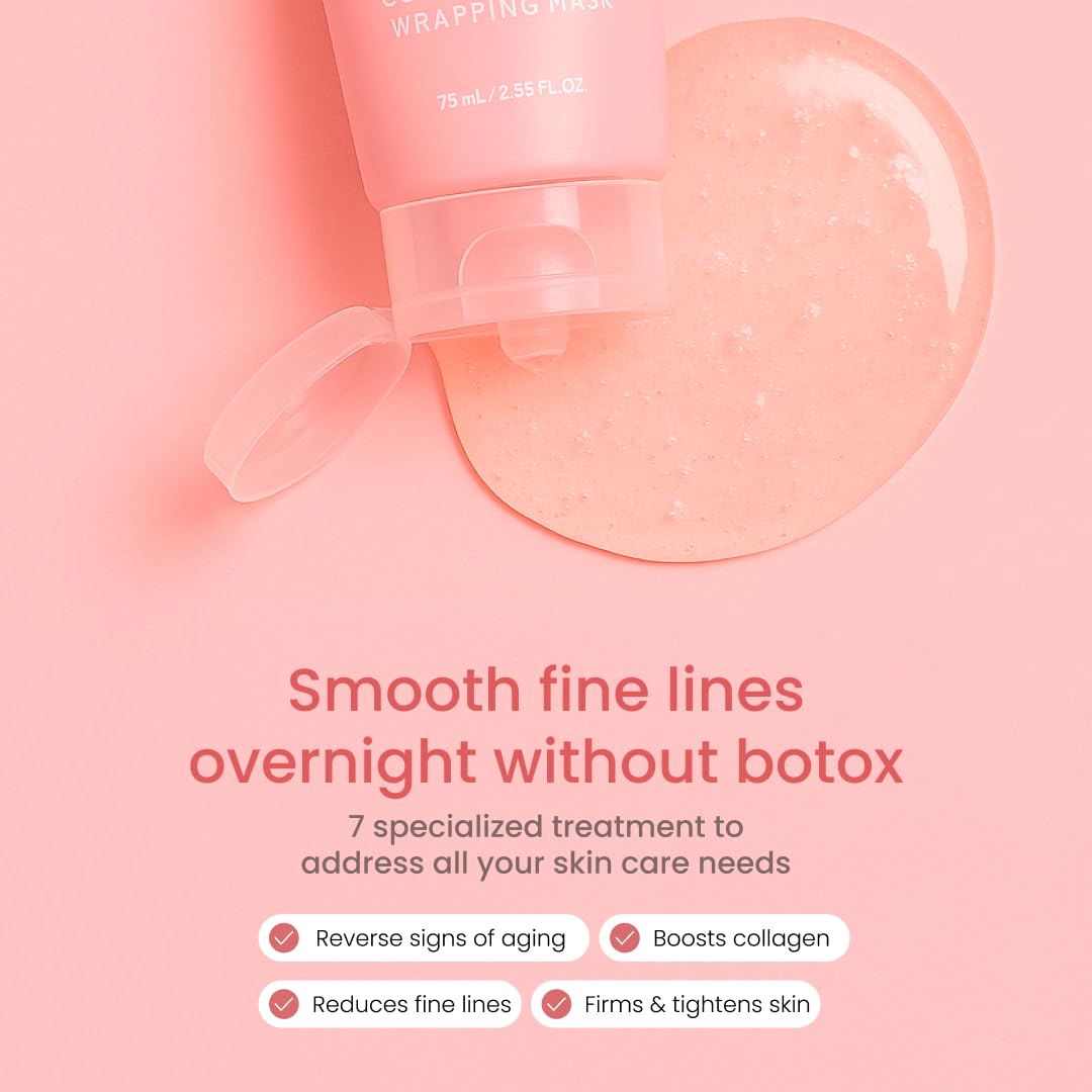 QUIA Overnight Collagen Wrapping Mask – Wake Up with Firmer, Hydrated Skin – Easy Peel-Off Formula – Korean Skincare for Radiance and Elasticity – For All Skin Types, 75ml
