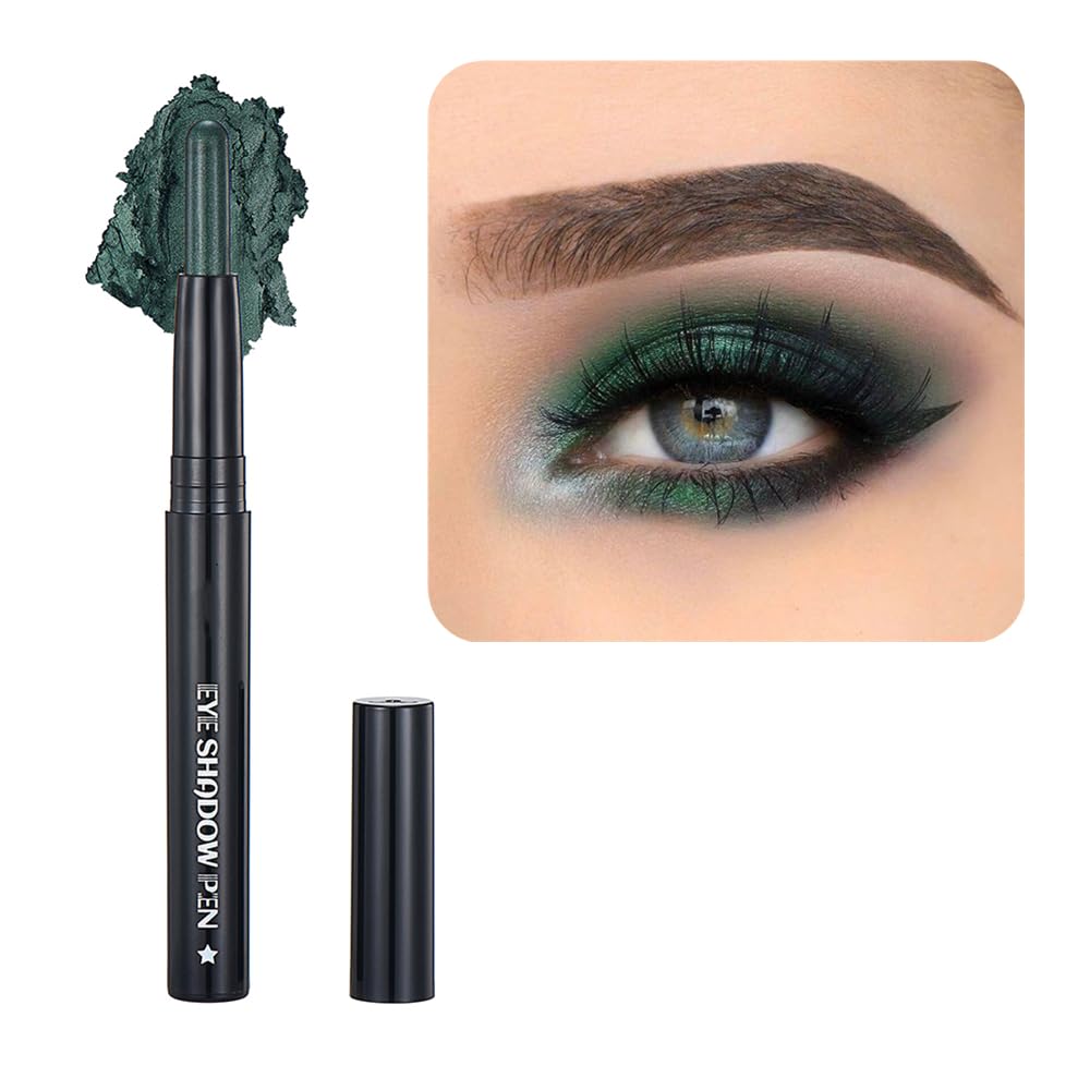 Green Eyeshadow Stick Makeup, Cream Shimmer Eye Shadow Pencil, Hypoallergenic Waterproof Long Lasting Crayon, Smooth Glitter Primer Palette Eyeliner Make up