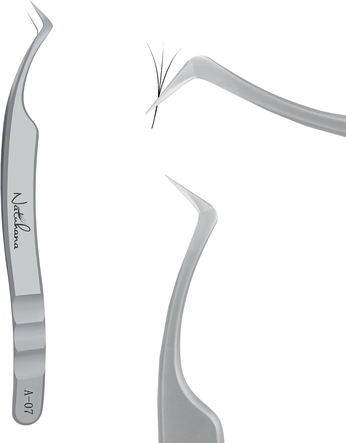 High Precision Lash Tweezers for Individual and Volume Eyelash Extensions Premium Stainless Steel Curved Fiber Tip Professional Isolation Tweezer