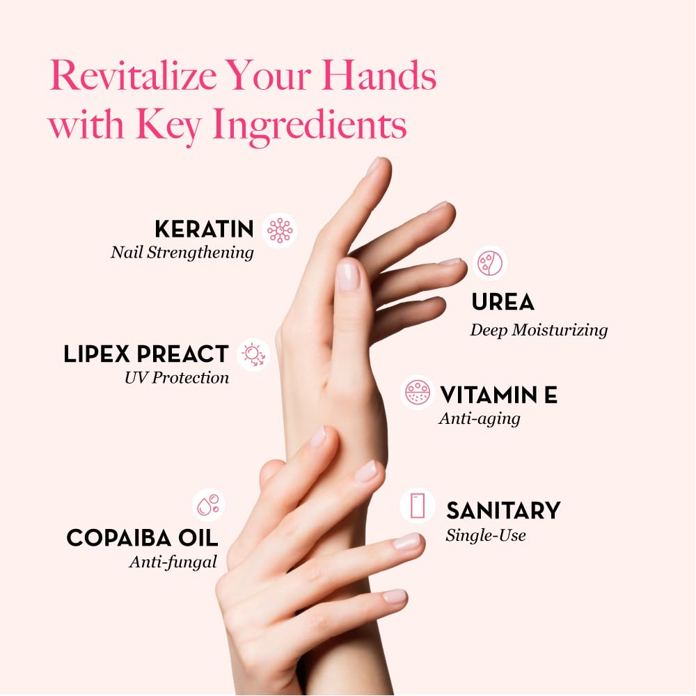 Bodipure All-In-1 Moisturizing Hand Mask, Keratin & Vitamin E Hand Mask for Dry Cracked Hands, Natural Moisturizing Gloves Formula, Strengthen Nails & Repair Hands 12 Pairs
