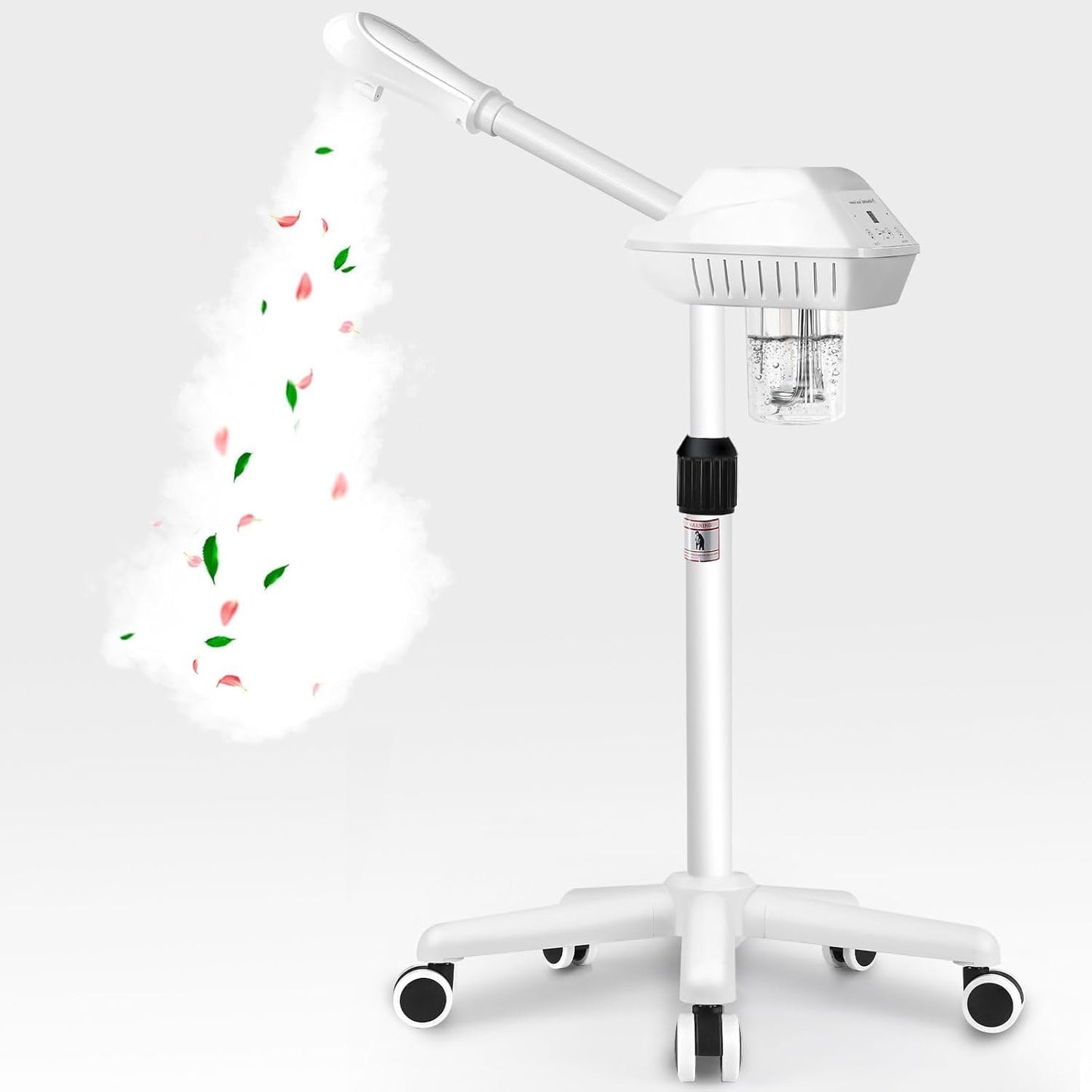 Professional Facial Steamer, Stand Ozone Face Steamer on Wheels, Adjustable Height and Angle,Estheticians Steamer More Steam,Hot Mist Facial Humidifier Atomizer for Spa Beauty, Home Use