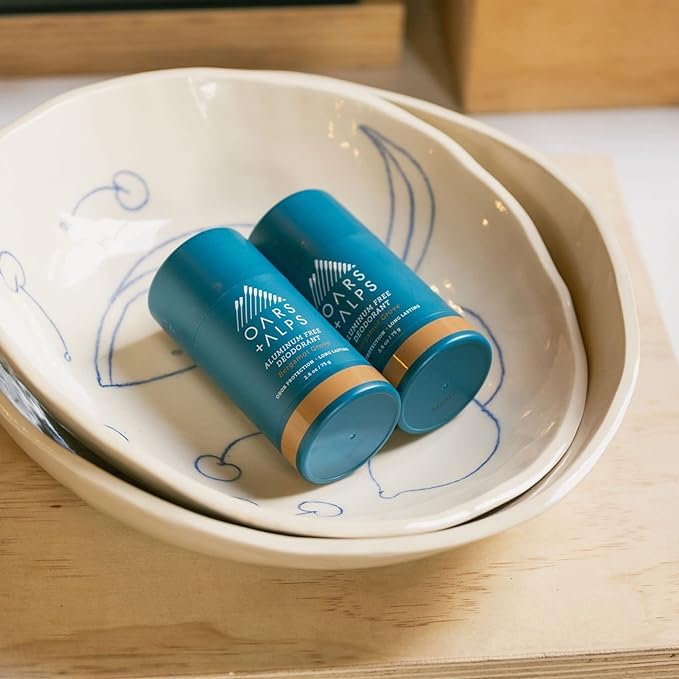 Oars + Alps Aluminum Free Deodorant for Men and Women, Dermatologist Tested and Made with Clean Ingredients, Travel Size, Bergamot Grove, 2 Pack, 2.6 Oz Each