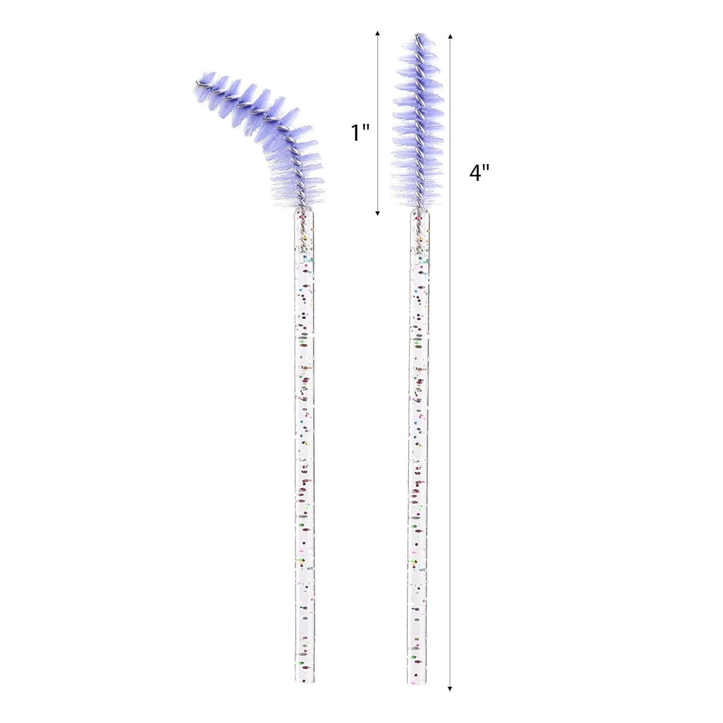 BTYMS 200 Pcs Disposable Mascara Wands Lash Applicator Brush Brow Spoolies for Eyelash Extension with Crystal Handle Purple