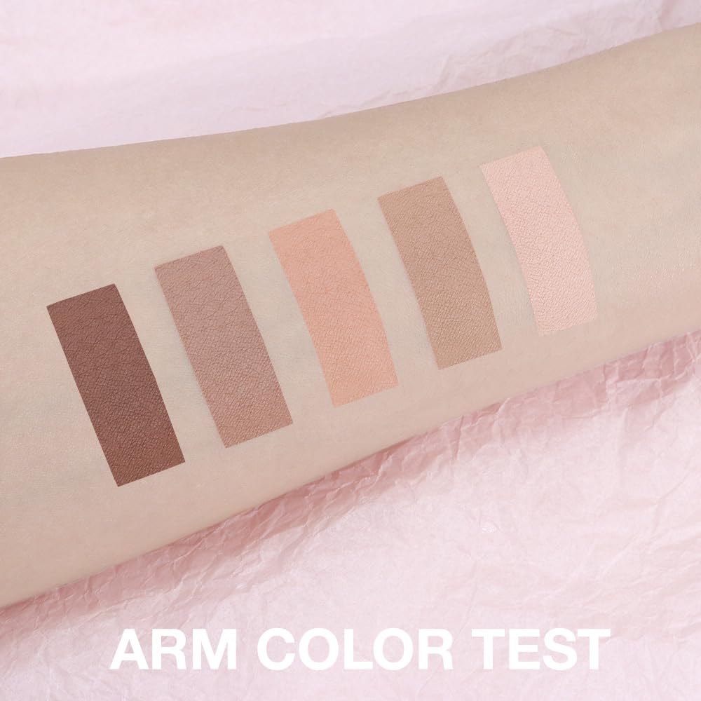 Neutral Nude Brown Eyeshadow Palette, 5 Cool Neutral Matte Shades – Off White, Beige, Light to Dark Brown – Velvety Finish, Long-Lasting, Natural Everyday Eye Makeup for Brown Eyes, 01#