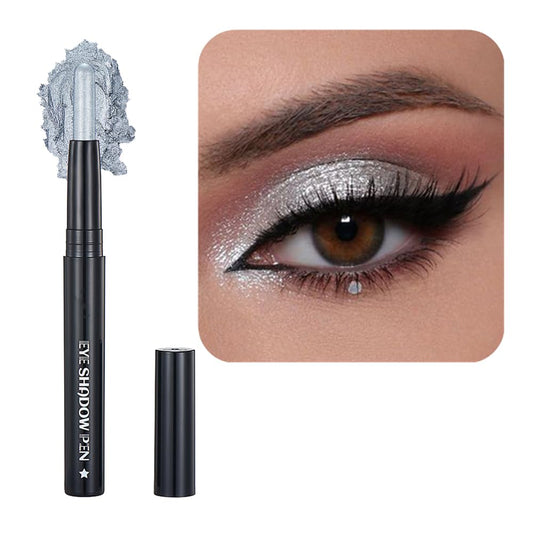 Silver Gray Eyeshadow Stick Makeup, Cream Shimmer Eye Shadow Pencil, Hypoallergenic Waterproof Long Lasting Crayon, Smooth Glitter Primer Palette Eyeliner Make up