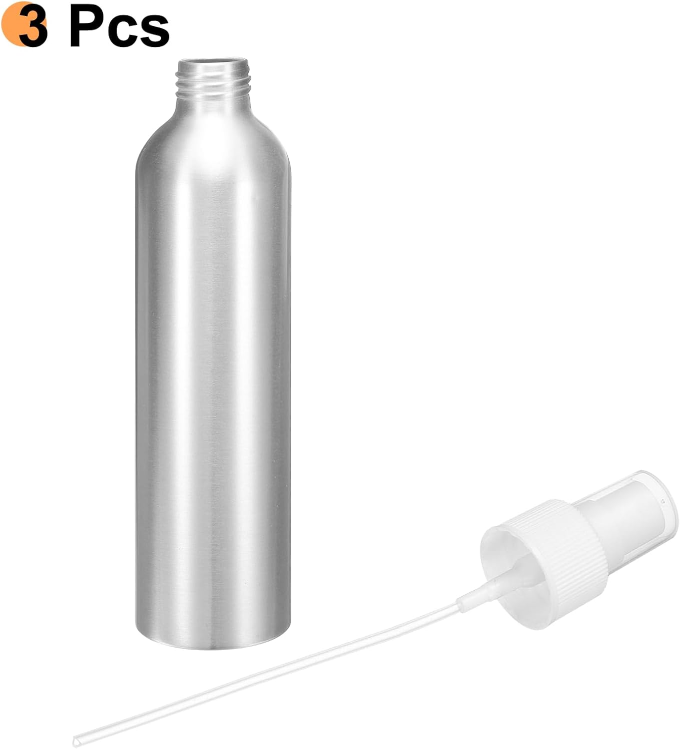 HARFINGTON 3pcs Aluminum Fine Mist Spray Bottles 250ml/8.5oz Metal Small Liquid Alcohol Refillable Travel Container with White Plastic Nozzle Cap for Perfume Skincare Cosmetic Storage Bottle