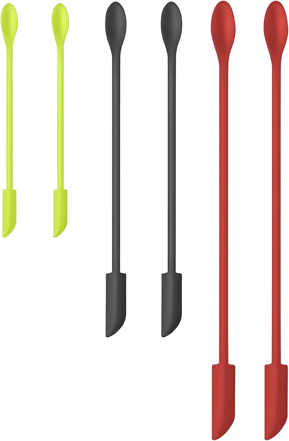 Silicone Spatula Set 6Pcs - Mini Scraper Tool for Beauty & Food （Reach Every Last Drop - Multi-Size Spatulas for Makeup Jars, Lotion Bottles & Kitchen Containers）
