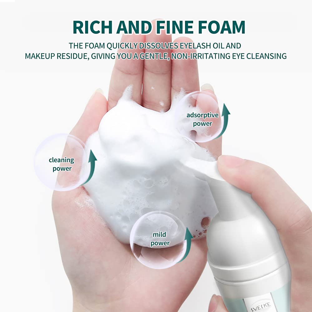 Eyelash Shampoo for Lash Extensions Kit, Prolong Lash Cleanser with Brush, Safe Eyelid Cleaner for Salon Home Use 2 fl.oz