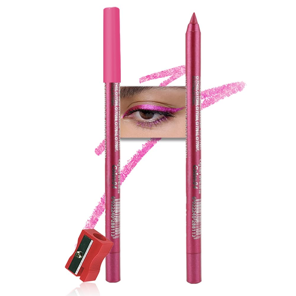 Kaely Gel Eyeliner Pencil for Women, Pearl Peach Red Eye Liner Waterproof Smudge Proof with Sharpener, Waterline Eye Makeup Liners, delineador de ojos contra el agua, Vegan & Cruelty-Free, 04