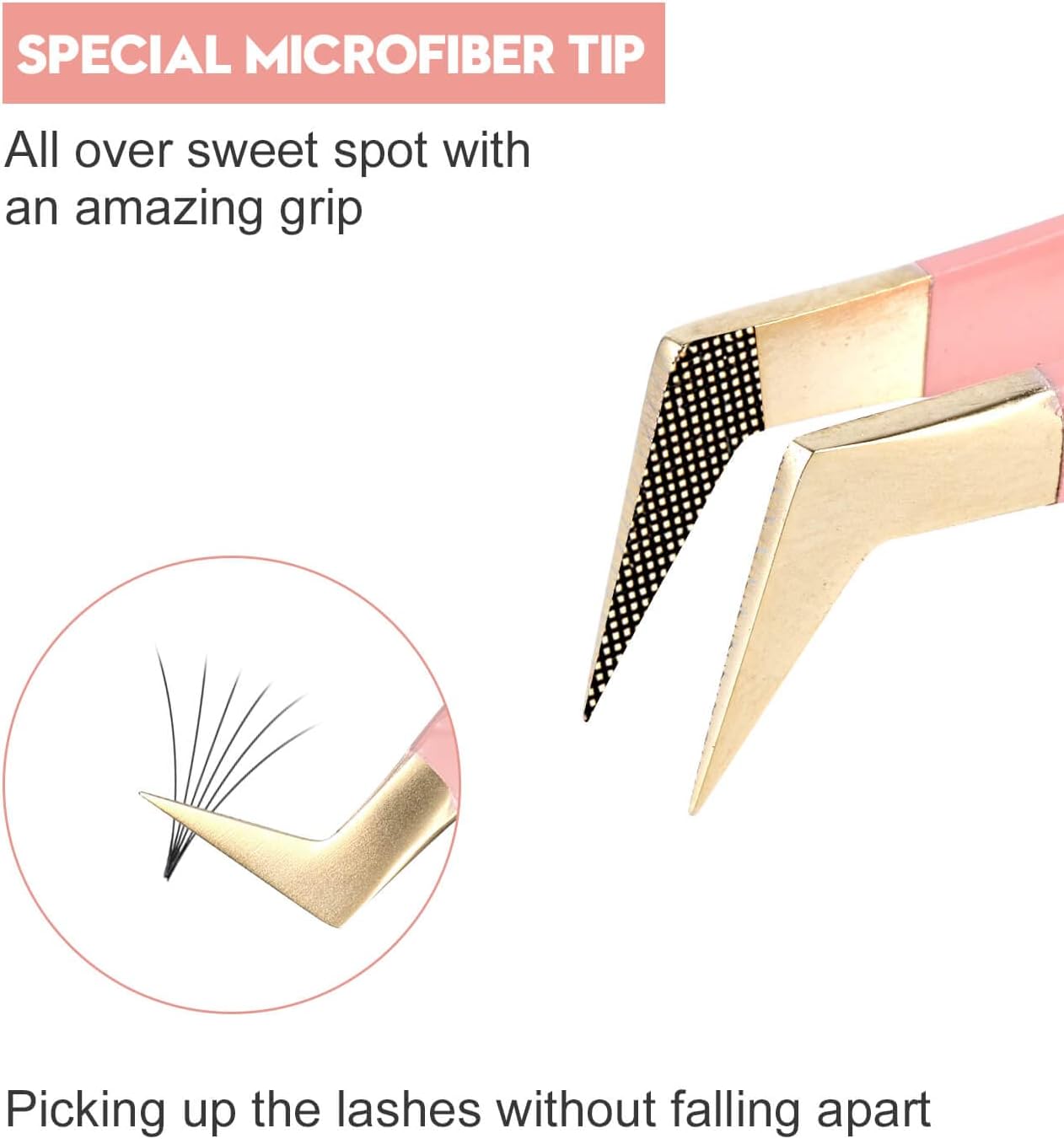 Ms.Queen Eyelash Extension Tweezers, Professional Fiber Tip Lash Tweezers Set of 5,Curved 45 90 Degree Volume Isolation Tweezers