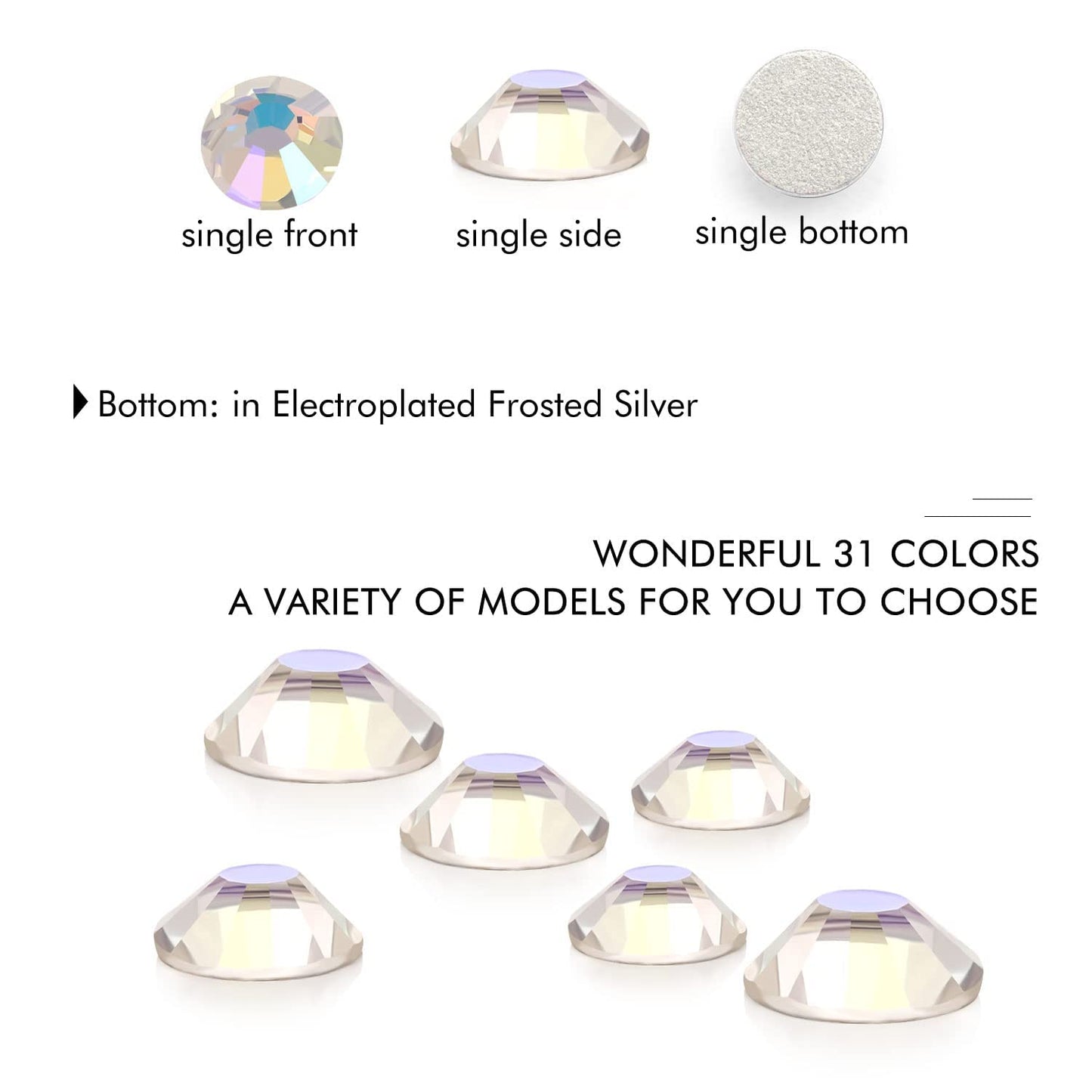 3000Pcs Moonlight Crystal Rhinestones,Glass Flatback Rhinestones Mini Gemstones for Nail Face Makeup Art Crafts Clothes Decoration -(SS10,2.8mm,Moonlight)