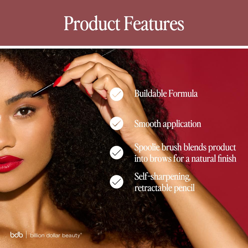 bdb Brows on Point Micro Brow Pencil - Precision Tip & Spoolie, Waterproof, Define Shape & Fill Brows, Black Raven, 3-Pack