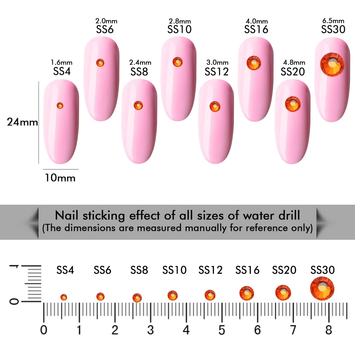 1440Pcs Orange Crystal Rhinestones,Glass Flatback Rhinestones Gemstones for Nail Face Makeup Art Crafts Clothes Decoration - (SS12,3.0mm,Orange)