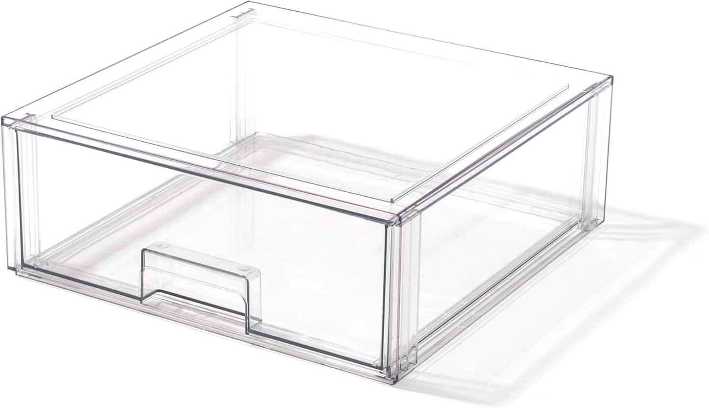 BINO | Stackable Storage Drawers, X-Large - Clear | THE CRATE COLLECTION | Storage Bins With Drawers | Bathroom Organizers | Under Sink Organizer | Vanity Cabinet Home Organization