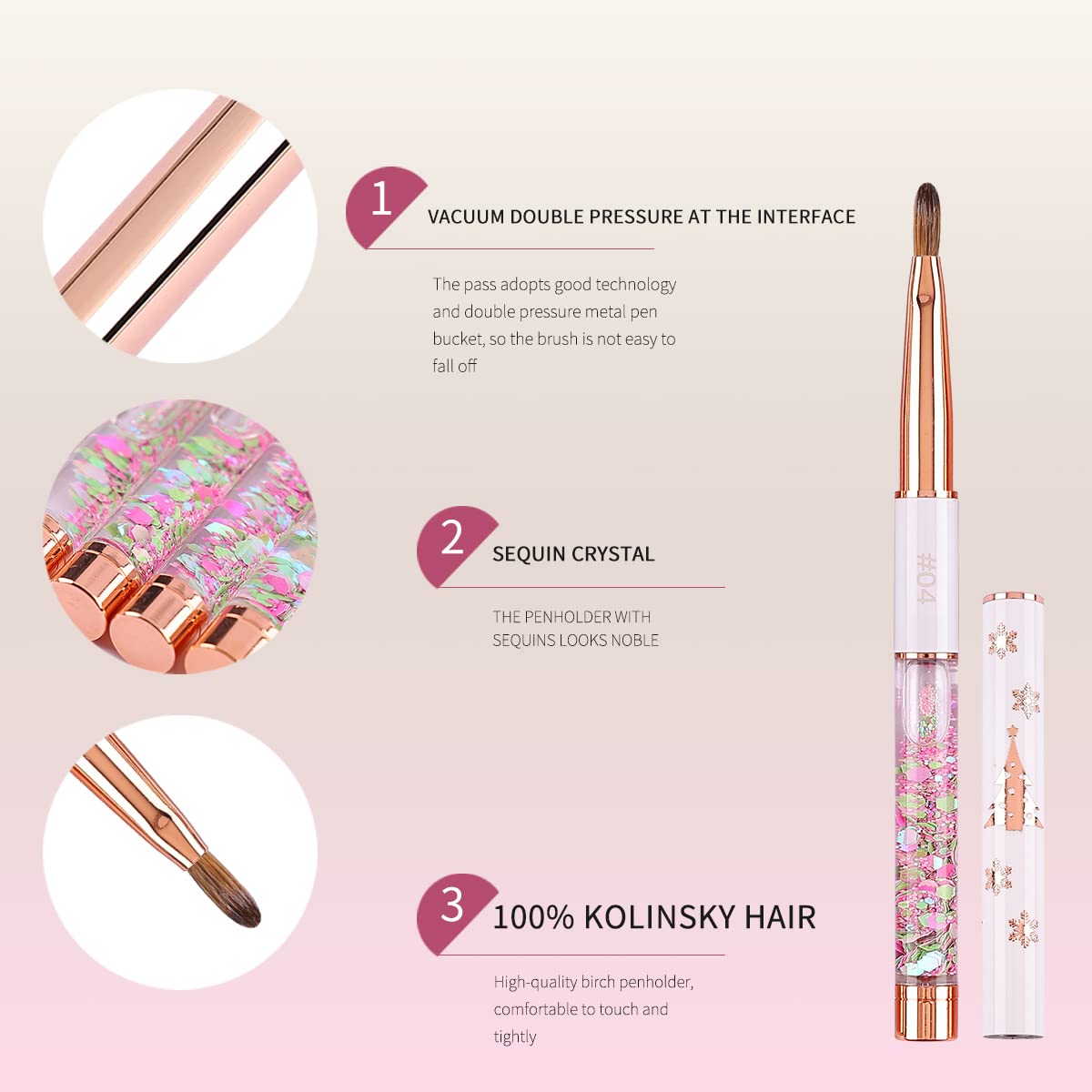 Acrylic Nail Brush Size 4,KEMEISI 100% Pure Kolinsky Nail Art Brushes Sturdy Handle Oval Shaped Acrylic Powder Nail Design Tools for Professional Manicure DIY Home Salon (White)